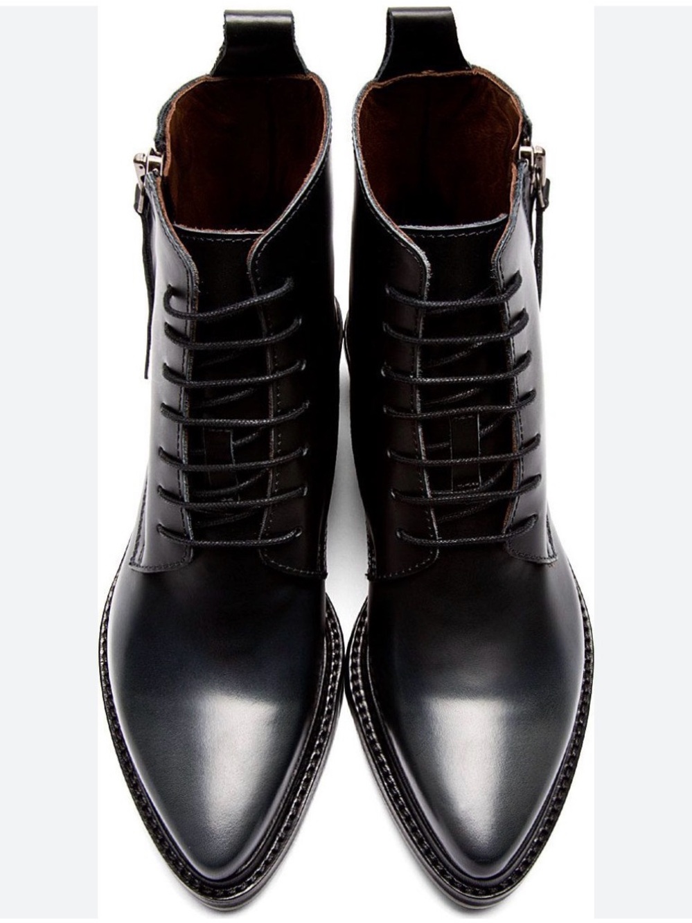 Acne Studios Linden Black Leather Lace-Up Combat Boots